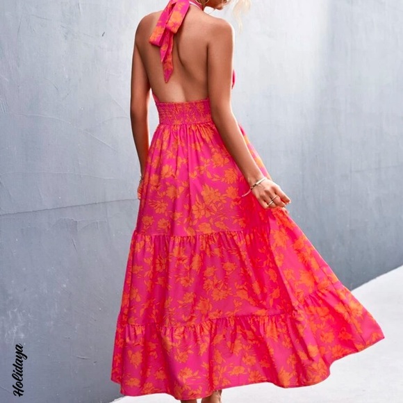 Long pink summer dress - Picture 2 of 2